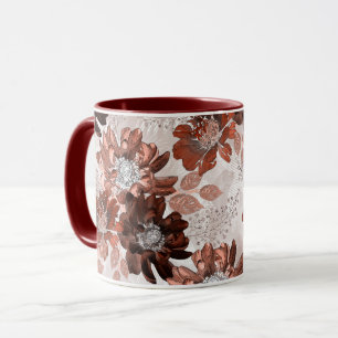 Aquarellbraun graues Blumenmuster. Tasse