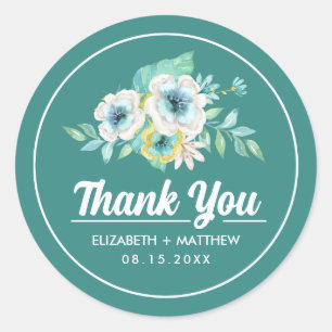 Aquarellbraun-Minze Vielen Dank für Ihre Hochzeit Runder Aufkleber