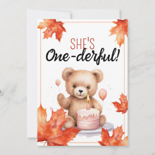 Aquarellbraun und Weißteddybär 1. Geburtstag Einladung