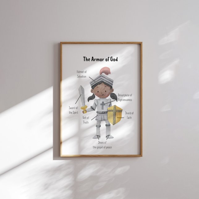 Aquarellbraune Hautmädchen, die Rüstung Gottes dru Poster (Von Creator hochgeladen)