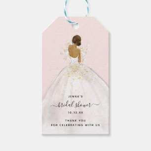 Aquarellbraut in Gown Bridal Dusche Einladung Geschenkanhänger