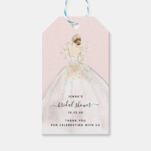 Aquarellbraut in Gown Bridal Dusche Einladung Geschenkanhänger