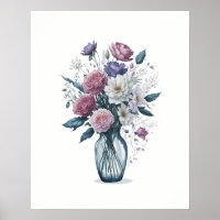 Aquarellbraut von Blume in Glasvase