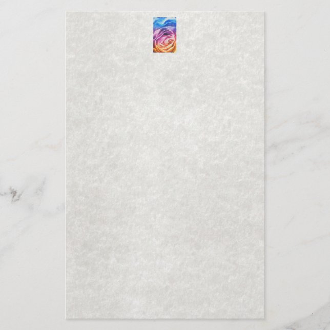 Aquarellbrunnenbogen-Rose Briefpapier (Vorderseite)
