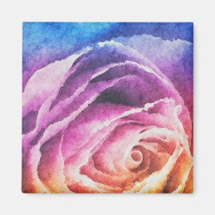 Aquarellbrunnenbogen-Rose Magnet