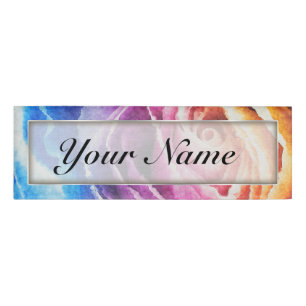 Aquarellbrunnenbogen-Rose Namenschild