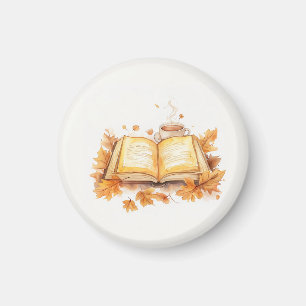 Aquarellbuch und Tee-Tasse, gemütliche Herbstwoche Magnet