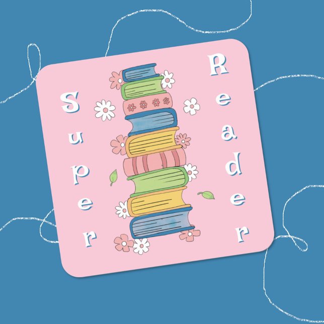 Aquarellbücher und Blume Super Reader Sticker (Super reader kid pink reward sticker .
)