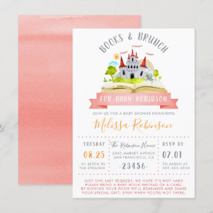 Aquarellbücher und Brunch Red Unisex Baby Dusche Einladung