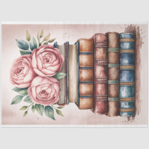 Aquarellbücher und Rosen Decoupage Seidenpapier
