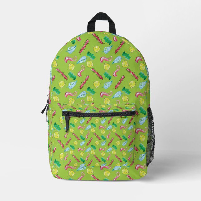 Aquarellbugs in einer hellen grünen Welt Bedruckter Rucksack (Vorderseite)