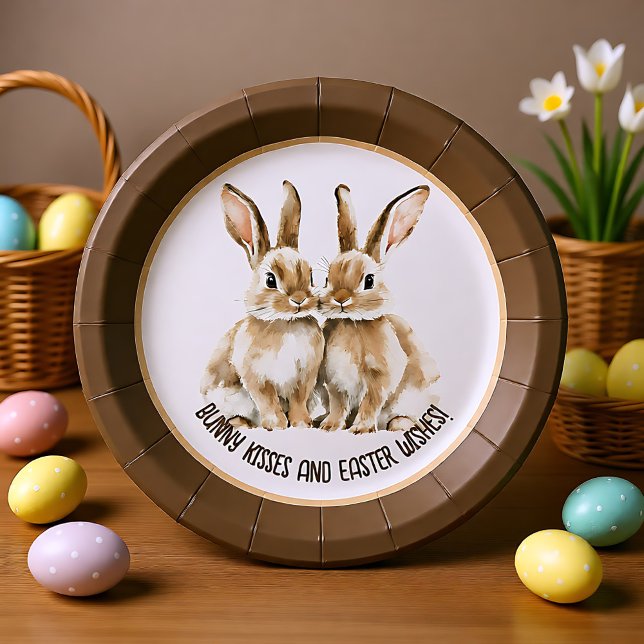 🐰 Aquarellbunny Pappteller (Customizable 🐰watercolor Bunny Paper Plates)
