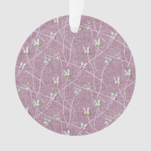 Aquarellbütten auf Pink LInen Ornament