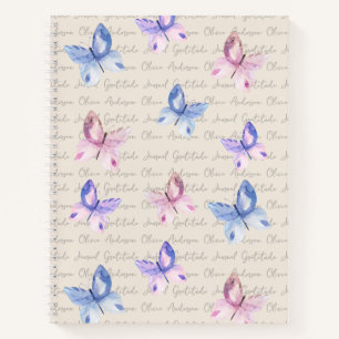 Aquarellbutterfett Monogramm Dankesblatt Notizbuch