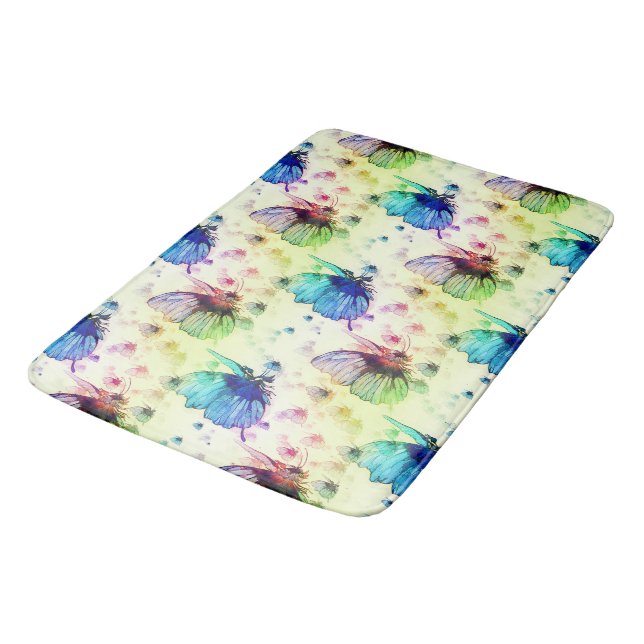Aquarellbutterfische Badematte (Schrägansicht)