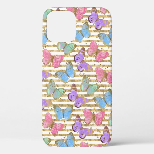 Aquarellbutterfische Gold-Glitzer Case-Mate iPhone Hülle (Rückseite)