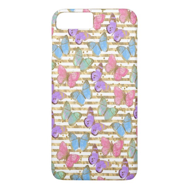 Aquarellbutterfische Gold-Glitzer Case-Mate iPhone Hülle (Rückseite)