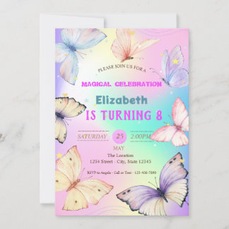 Aquarellbutterfische Holografischer Geburtstag Einladung