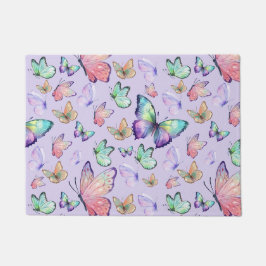 Aquarellbutterfische Nahtlose Muster Lila Fußmatte