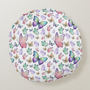 Aquarellbutterfische Nahtloses Muster Rundes Kissen