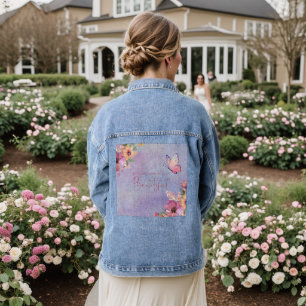 Aquarellbutterfische und Blume Jeansjacke