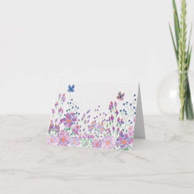 Aquarellbutterfische und Blume Karte (Vorderseite)