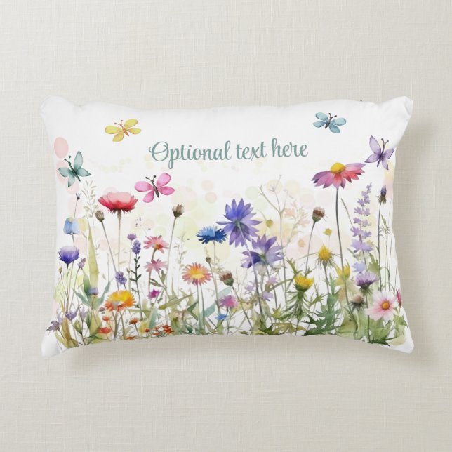 Aquarellbutterfliegen Wildblume, beide Textminze Dekokissen (Vorderseite)