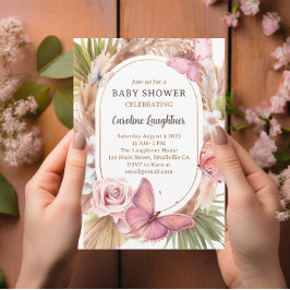 Aquarellbutterfly Blumengarten Kinderdusche Einladung