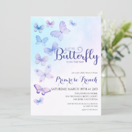 Aquarellbutterfly Elegantes Script Baby Dusche in Einladung