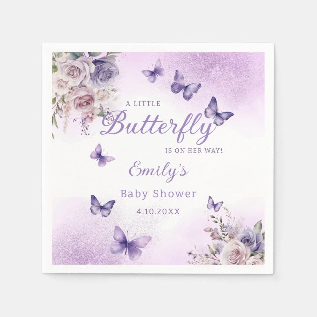 Aquarellbutterfly Floral Girl Babydusche Serviette (Vorderseite)