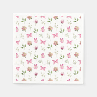 Aquarellbutterfly Floral Pink White Baby Dusche Serviette