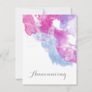 Aquarellbutterfly Himbeere Verlobung Announc Ankündigung