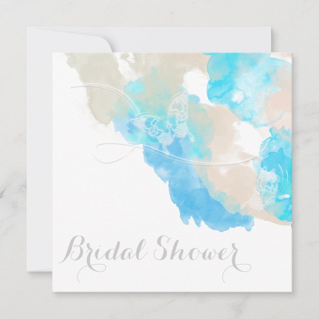 Aquarellbutterfly Ocean Shore Brautparty Einladung (Vorderseite)