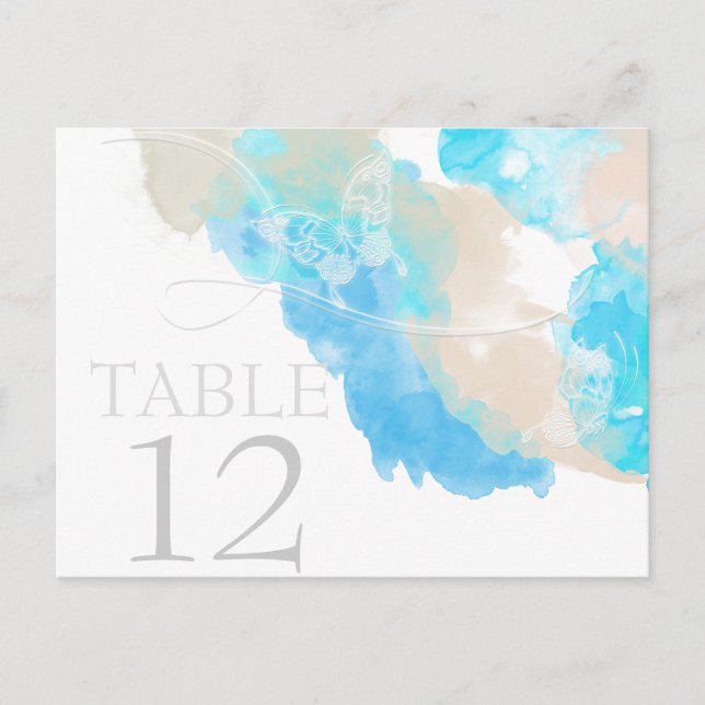 Aquarellbutterfly Ocean Shore Table Card Postkarte (Vorderseite)