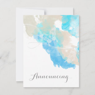 Aquarellbutterfly Ocean Shore Verlobung Announ Ankündigung