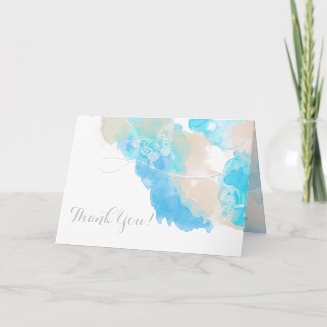 Aquarellbutterfly Ocean Shore Vielen Dank Dankeskarte (Vorderseite)