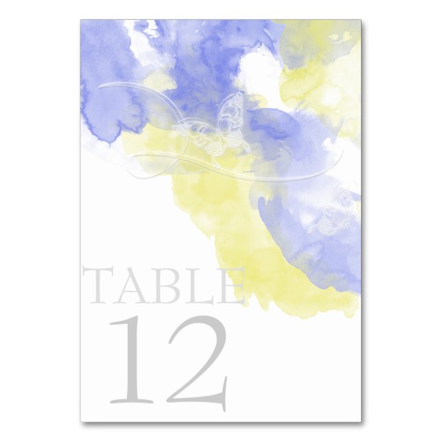 Aquarellbutterfly Periwinkle Lemonade Tischnummer (Vorderseite)