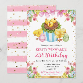 Aquarellchicks Frühjahr 21. Geburtstag Einladung