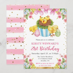 Aquarellchicks Frühjahr 21. Geburtstag Einladung