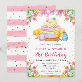 Aquarellchicks Frühjahr 21. Geburtstag Einladung
