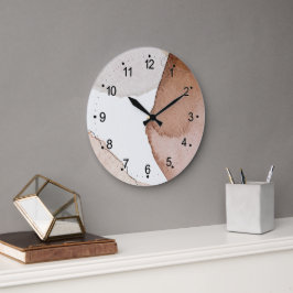 Aquarellcreme, Tan und Weiß Große Wanduhr