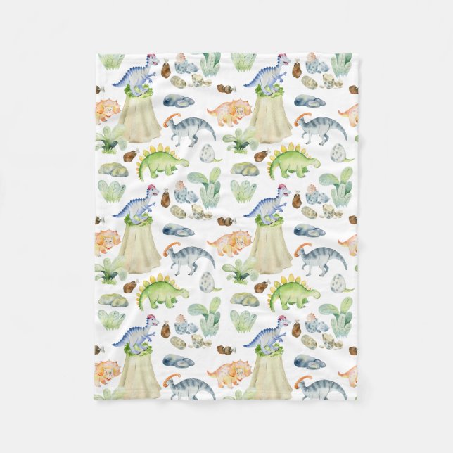 Aquarelldinosaurier für Kinder Fleecedecke (Vorderseite)