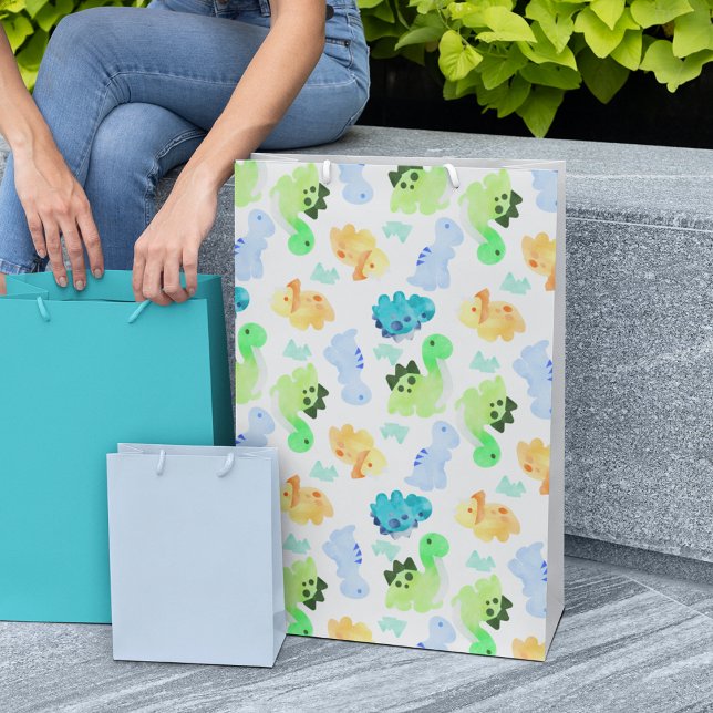 Aquarelldinosaurier Nahtloses Muster Mittlere Geschenktüte (Von Creator hochgeladen)