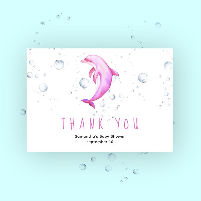 Aquarelldolphin - Danke, Baby Dusche Dankeskarte (Von Creator hochgeladen)