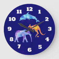 Aquarelldolphin, Elephant und Kangaroo