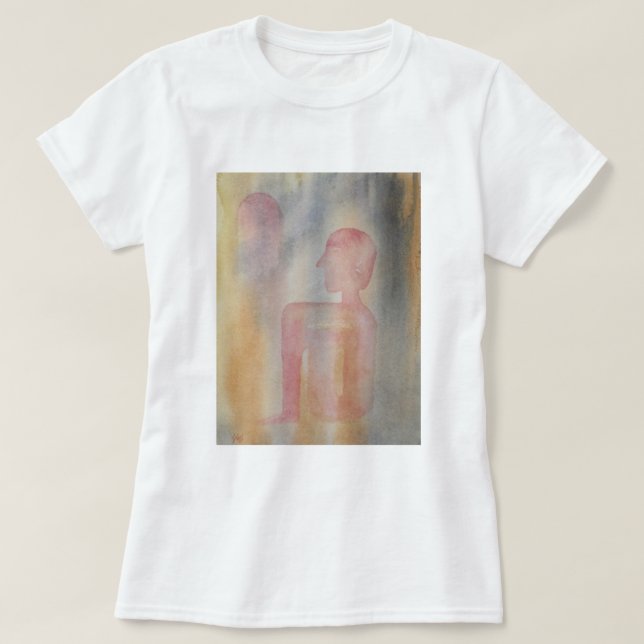 Aquarelldruck der Nacht des Roten Mond T-Shirt (Design vorne)