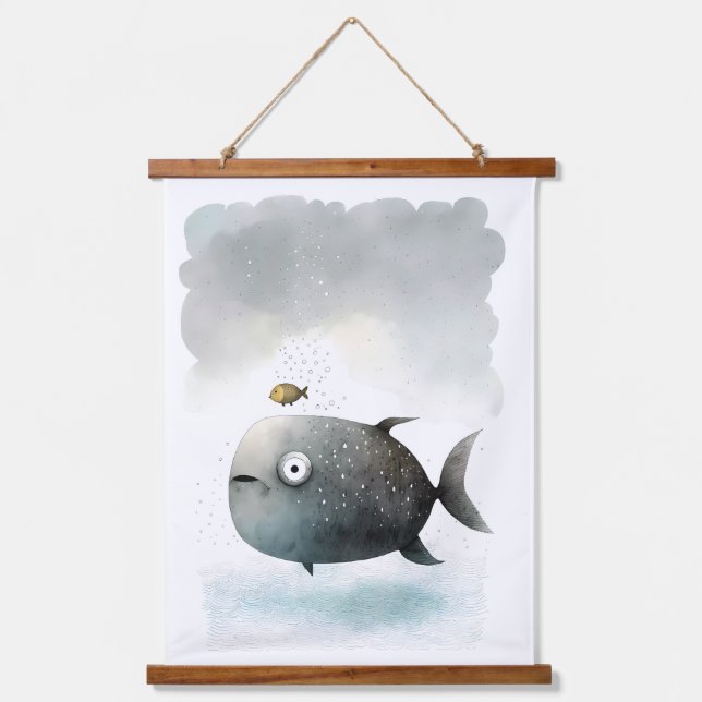 Aquarelldruck Wandteppich Mit Holzrahmen (Vorderseite)