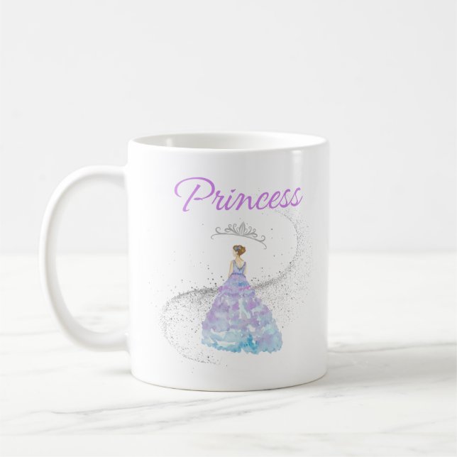 Aquarelldruckerin lila Kaffeemaschine Tasse (Links)