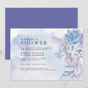 Aquarelldusche Blauer Blumendusche Einladung