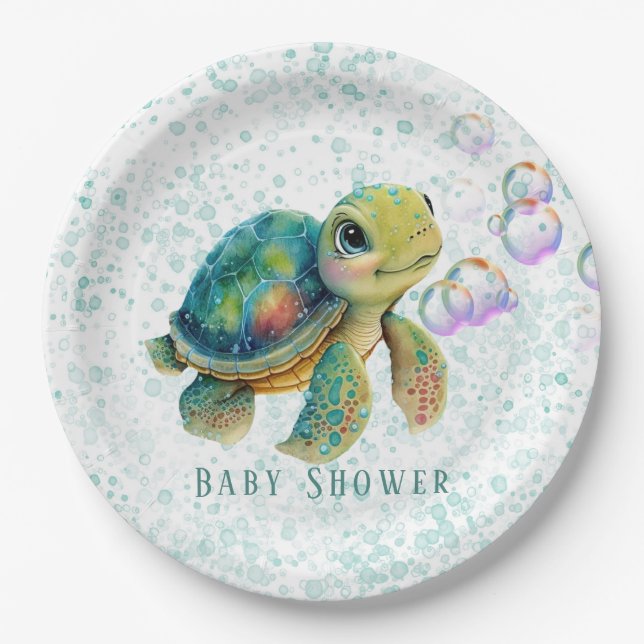 Aquarelldusche Kinderdusche Pappteller (Vorderseite)